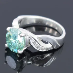 Certified 2.70 Ct Gorgeous Blue Diamond Ring with Diamond Accents, Latest Design & Great Shine! Gift For Wedding/Birthday