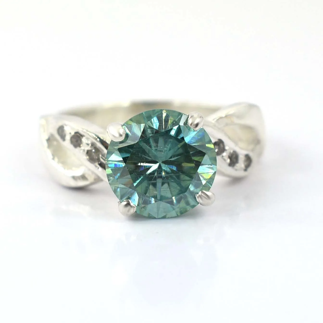 Certified 2.70 Ct Gorgeous Blue Diamond Ring with Diamond Accents, Latest Design & Great Shine! Gift For Wedding/Birthday