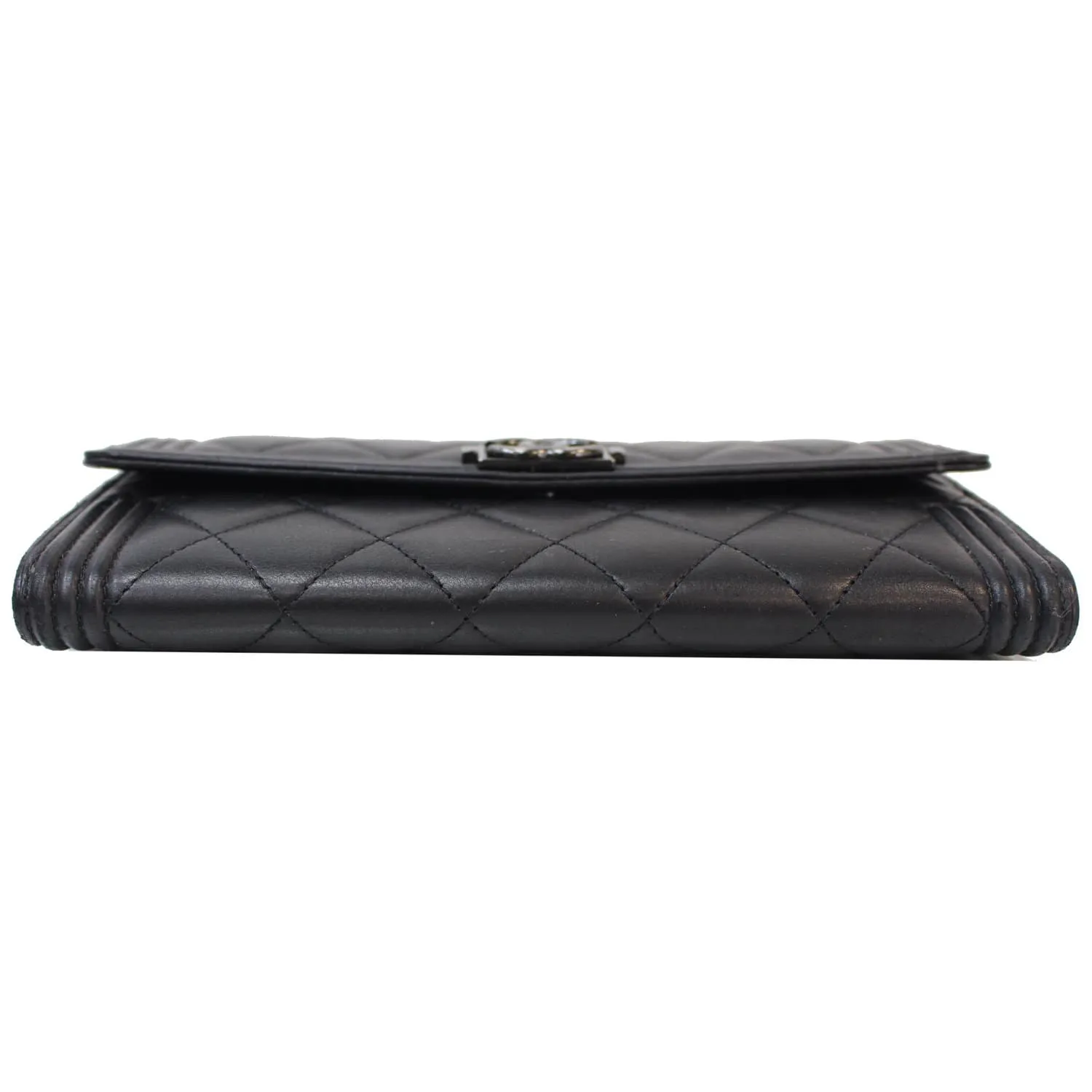 CHANEL Boy Large Flap Lambskin Leather Wallet Black