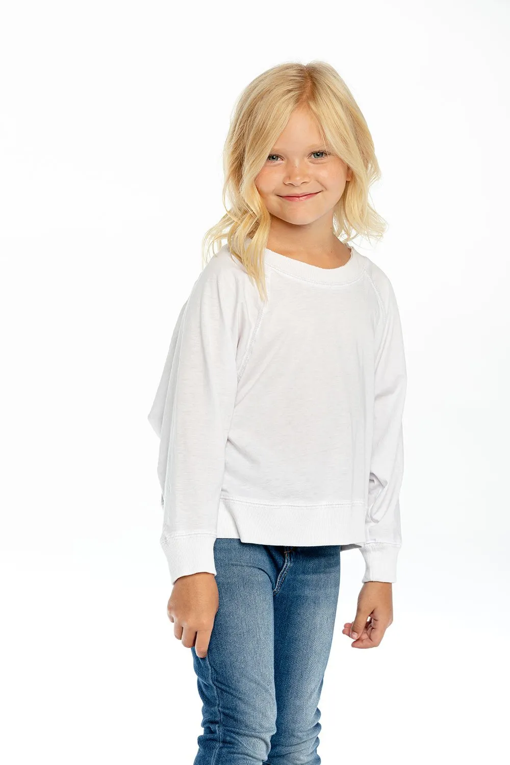 Chaser White Recycled Vintage Batwing Cropped L/S Raglan