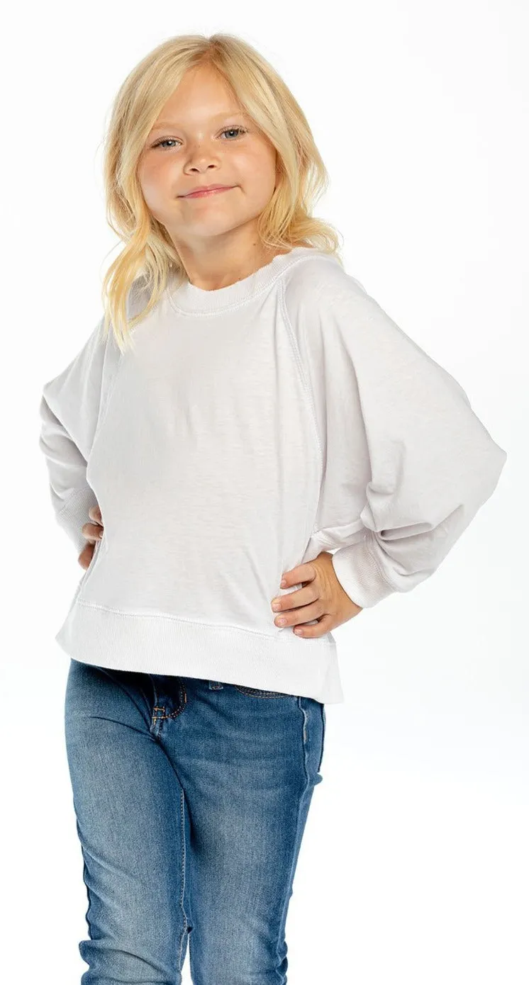Chaser White Recycled Vintage Batwing Cropped L/S Raglan