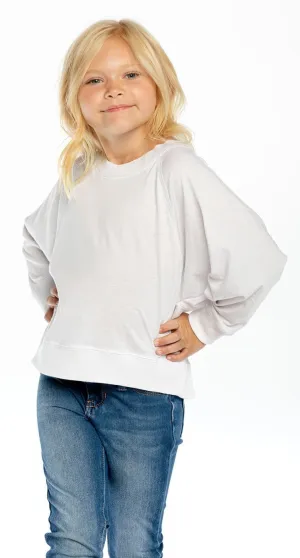Chaser White Recycled Vintage Batwing Cropped L/S Raglan