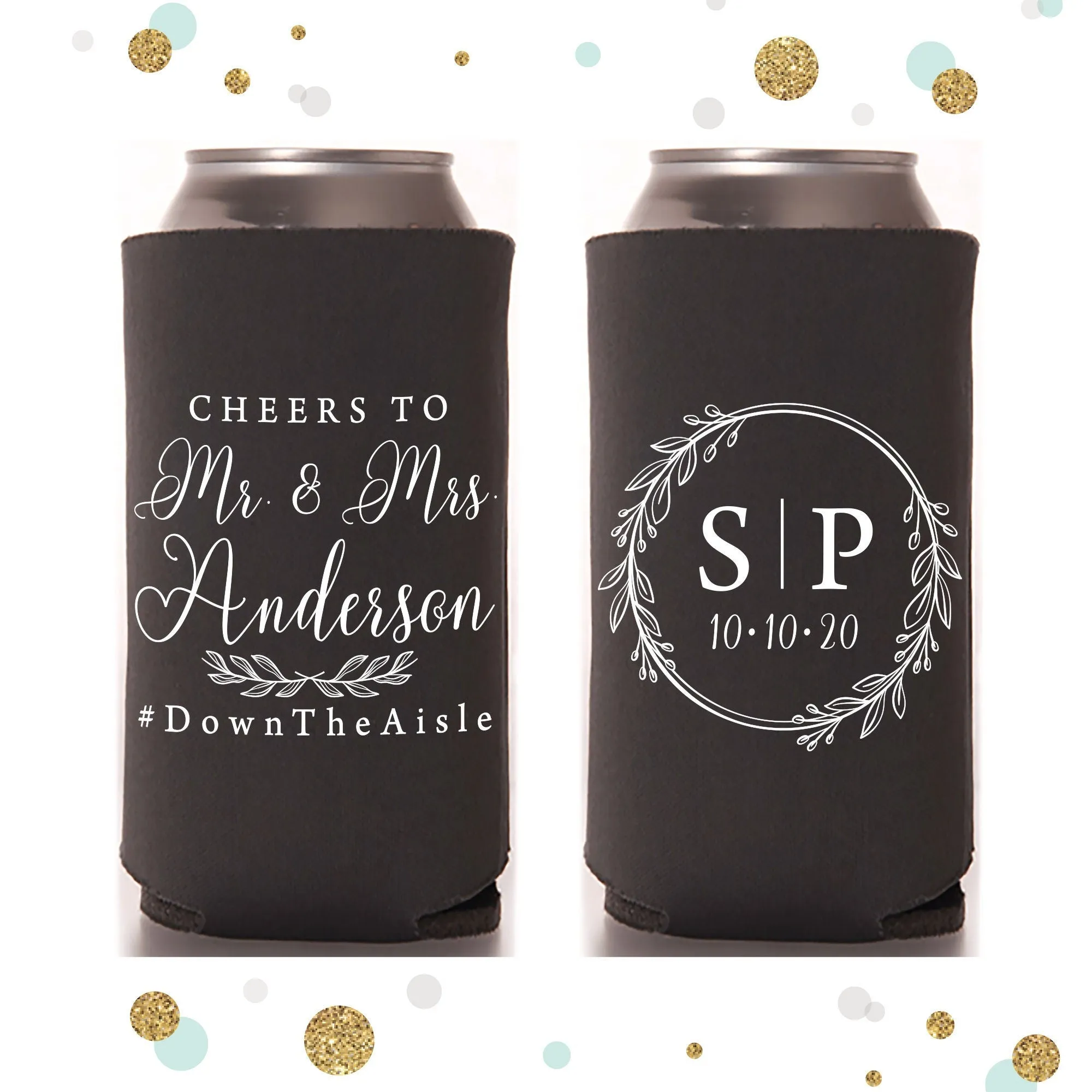 Cheers to The Mr and Mrs - Slim 12oz Wedding Can Cooler #142S