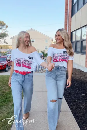 Chi Omega Repeating Recruitment Slouchy Tee