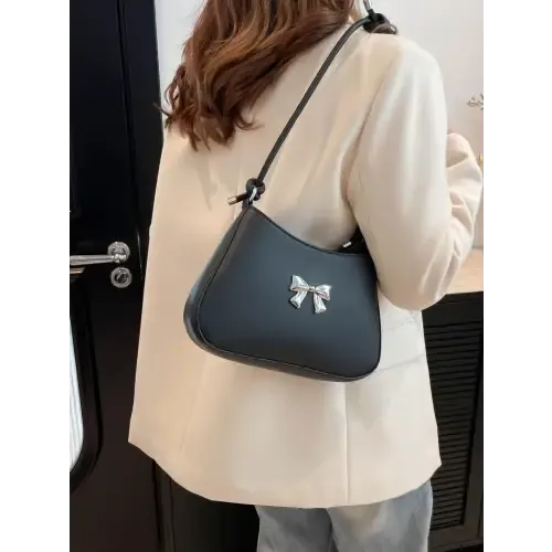 Chic Red Bow PU Leather Knotted Strap Handbag for Stylish Outings