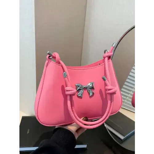 Chic Red Bow PU Leather Knotted Strap Handbag for Stylish Outings