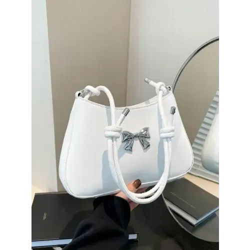 Chic Red Bow PU Leather Knotted Strap Handbag for Stylish Outings
