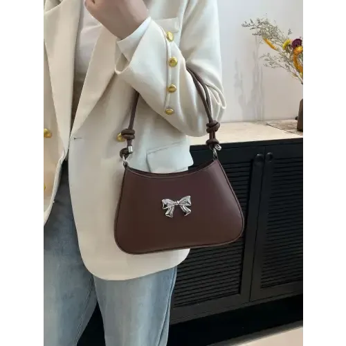 Chic Red Bow PU Leather Knotted Strap Handbag for Stylish Outings
