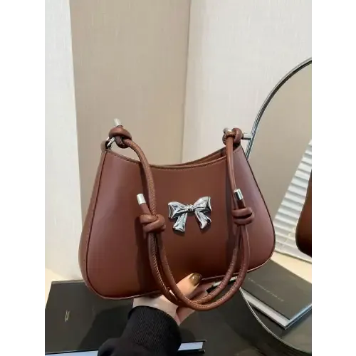 Chic Red Bow PU Leather Knotted Strap Handbag for Stylish Outings