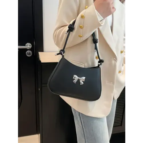 Chic Red Bow PU Leather Knotted Strap Handbag for Stylish Outings