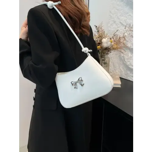 Chic Red Bow PU Leather Knotted Strap Handbag for Stylish Outings