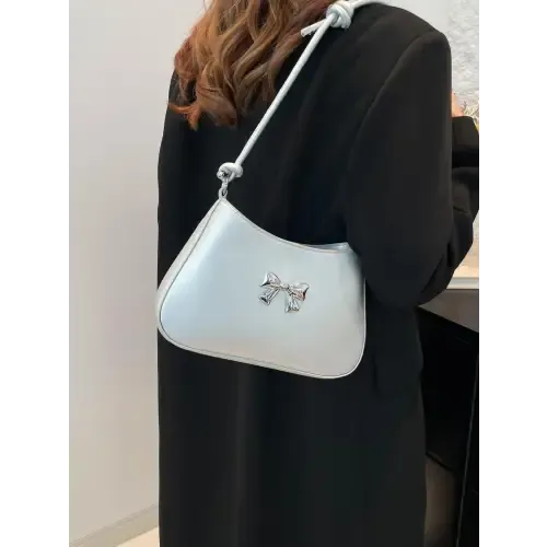Chic Red Bow PU Leather Knotted Strap Handbag for Stylish Outings