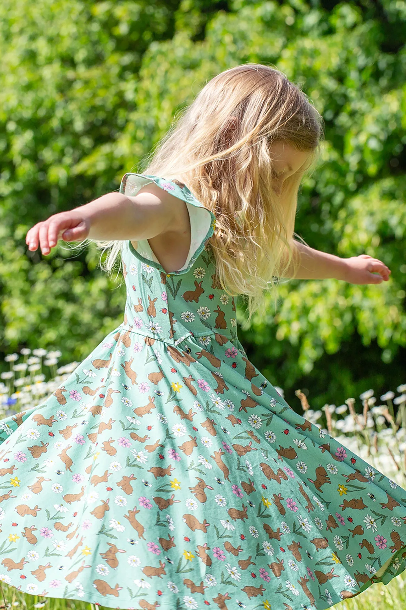 Children's Frugi Skater Dress: Rabbit Morwenna Skater Dress- Organic Cotton Dress - Kid's Clothing