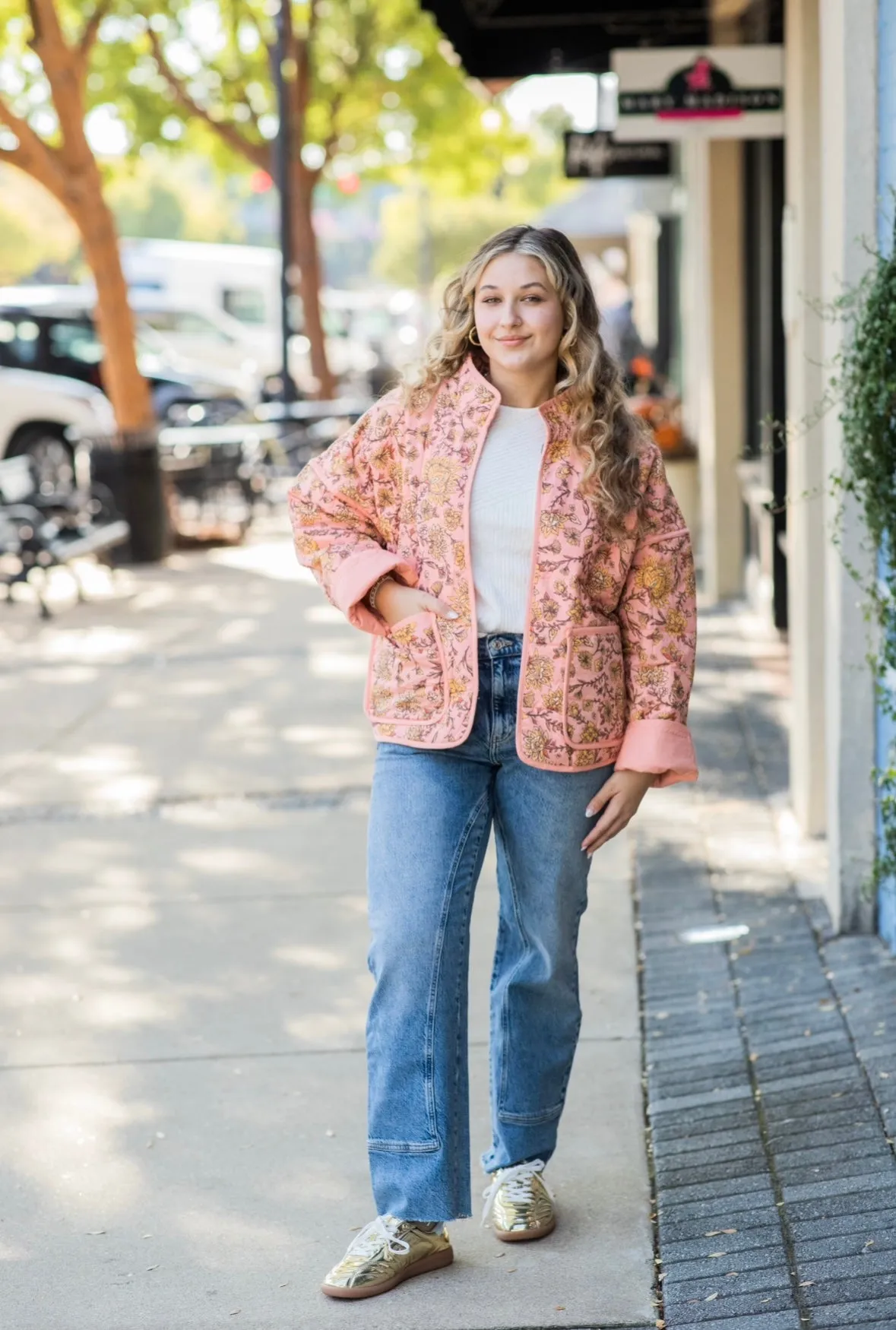 CHLOE JACKET IN PEACH COMBO