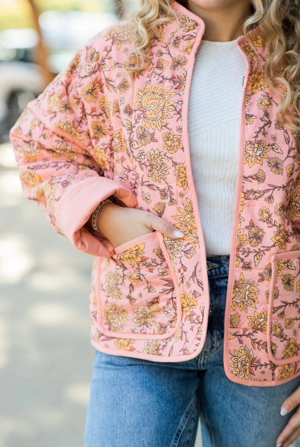 CHLOE JACKET IN PEACH COMBO