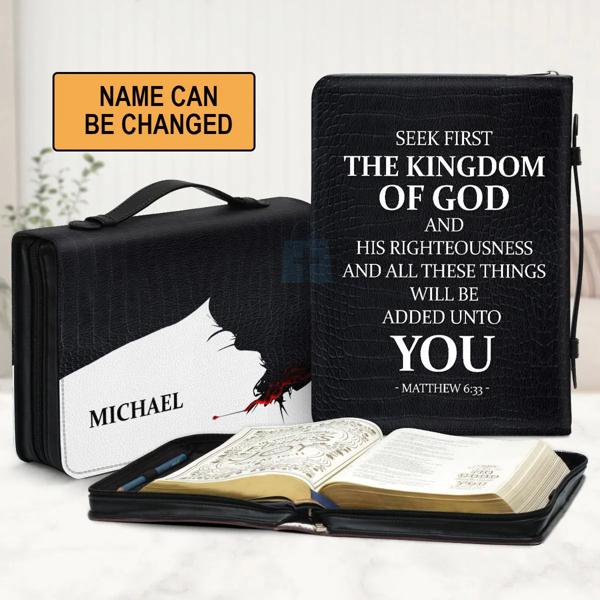 Christianart Bible Cover - The Kingdom Of God Matthew 6:33 - Personalized Bible Cover - Bible Cover For Men - CABBBCV04080324.
