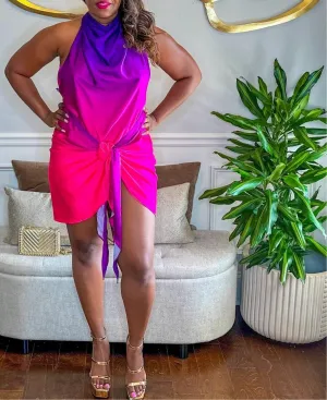 Ciara Ombré Satin Dress