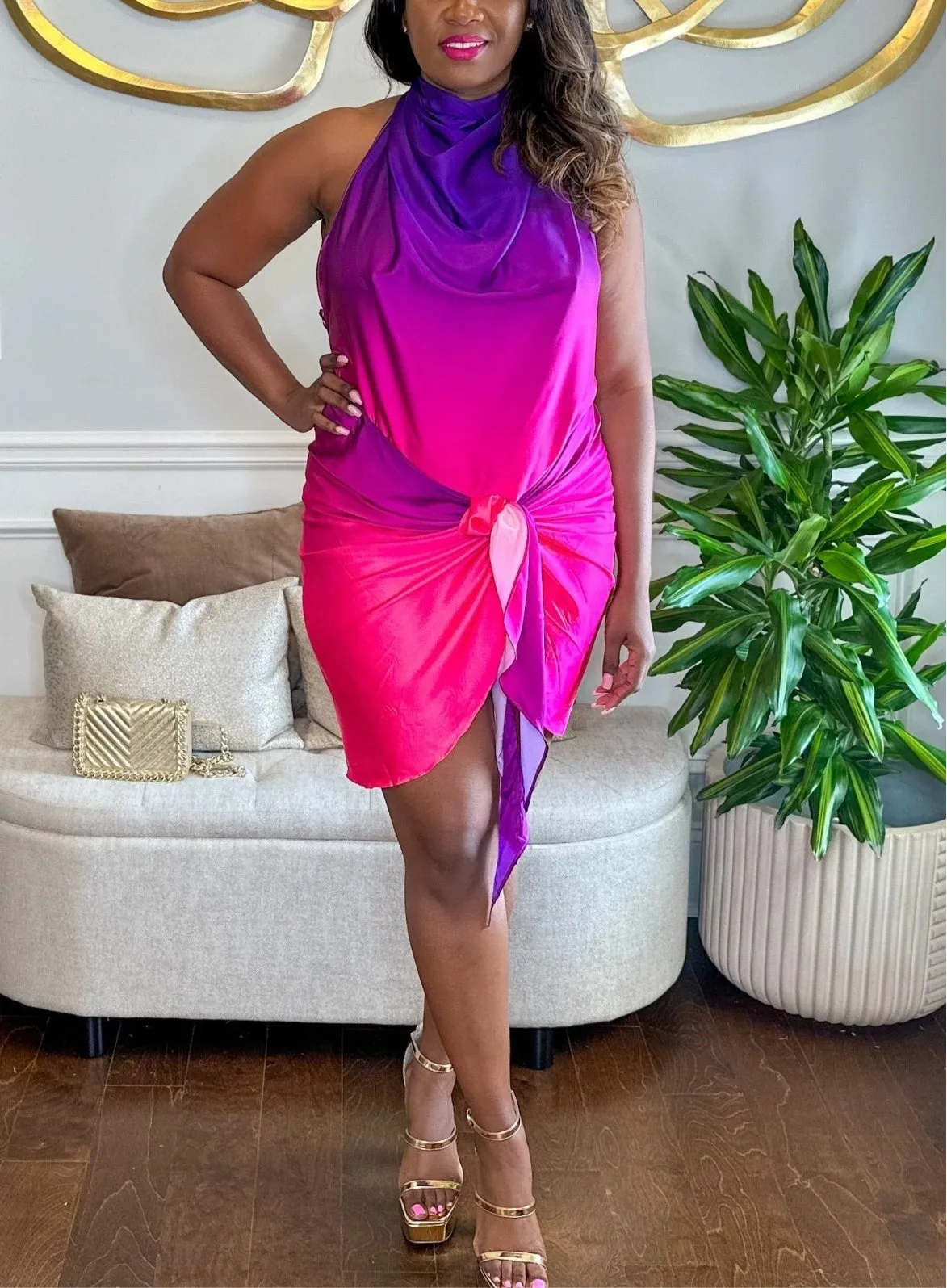 Ciara Ombré Satin Dress