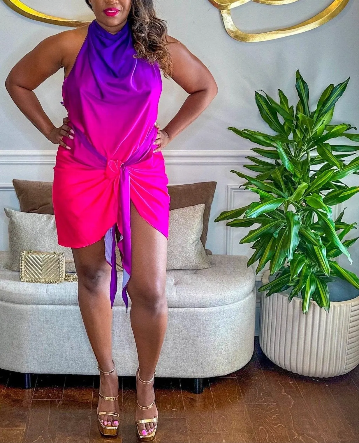 Ciara Ombré Satin Dress