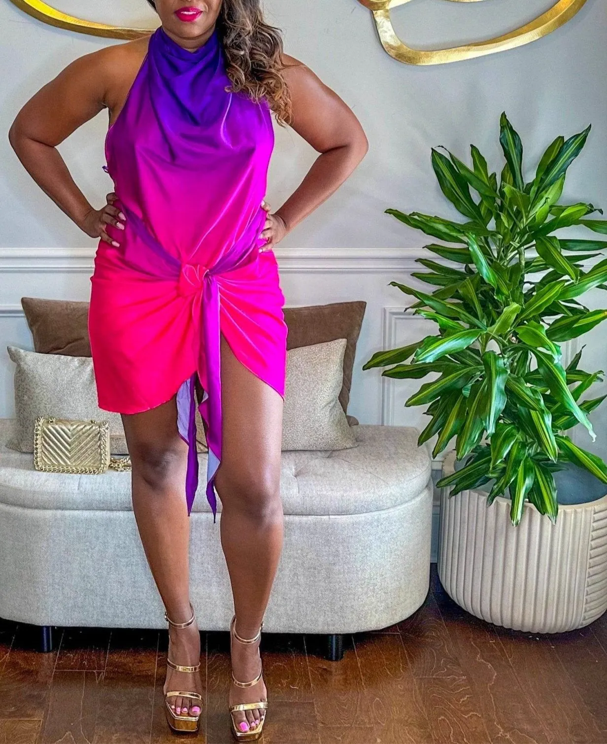 Ciara Ombré Satin Dress