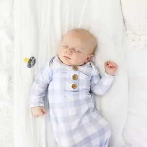 CL Knot Gown | Dusty Blue Gingham