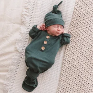 CL Ribbed Knot Gown | Forest Green