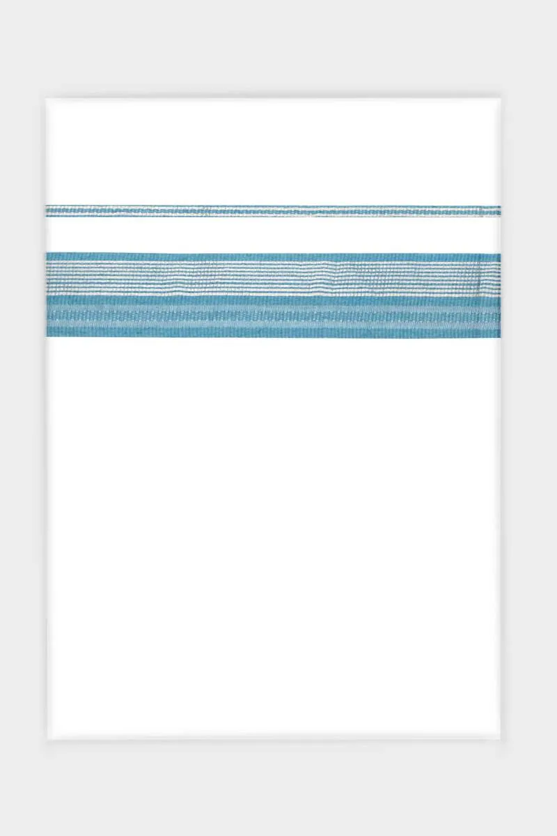 Classic Imran - Teal Blue Smooth Cotton Double Layered Dhoti With Fancy Borders | Uathayam