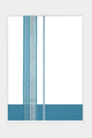 Classic Imran - Teal Blue Smooth Cotton Double Layered Dhoti With Fancy Borders | Uathayam