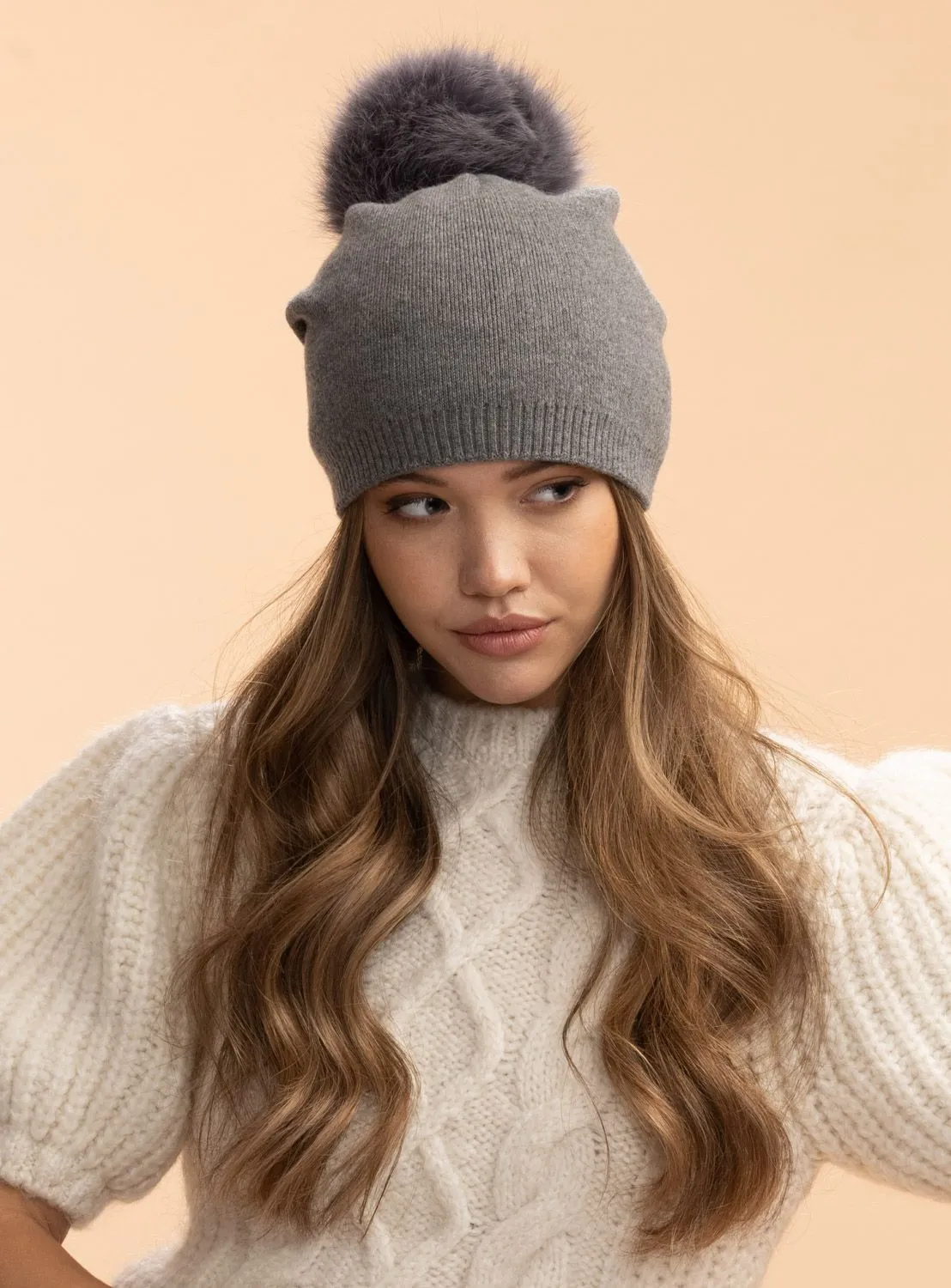 Classy Cashmere Detachable Fur Pom