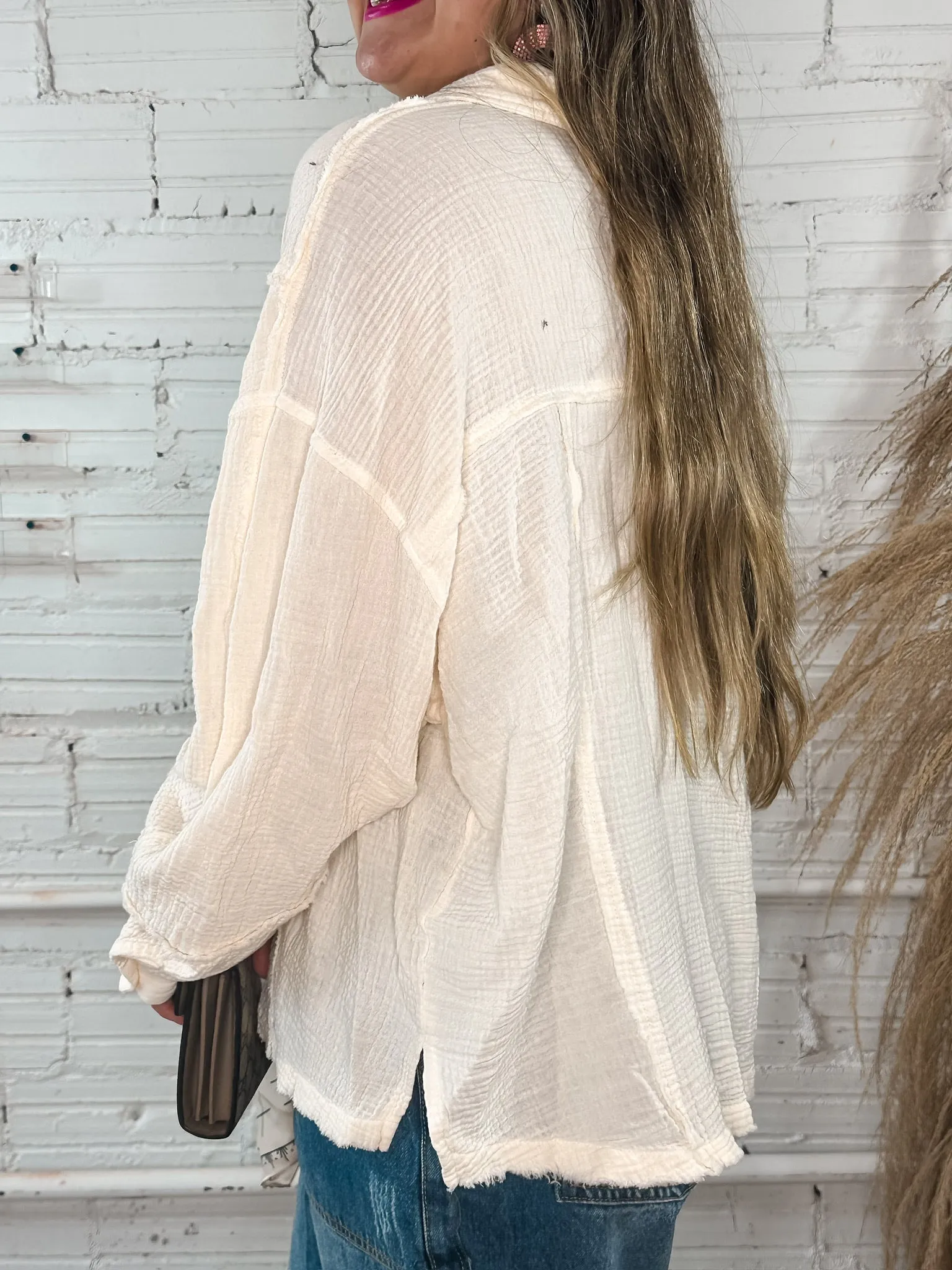 Cloud Gauze Button Down Top