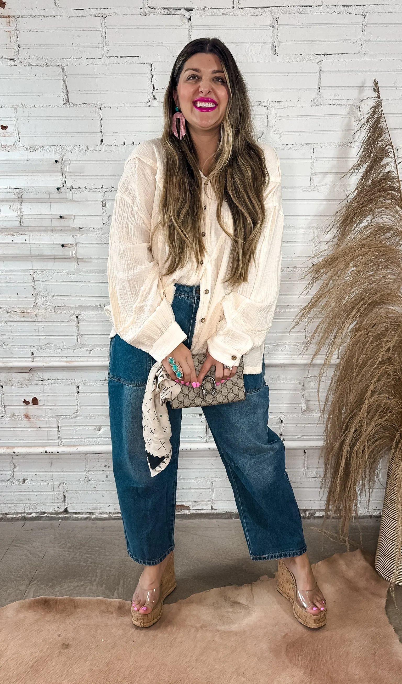 Cloud Gauze Button Down Top