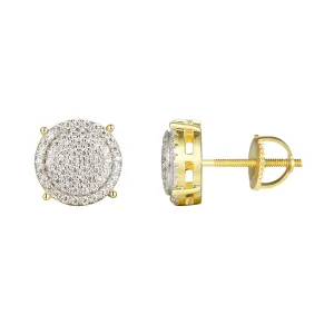 Cluster Prong Set Solitaire Round Silver Stud Earrings