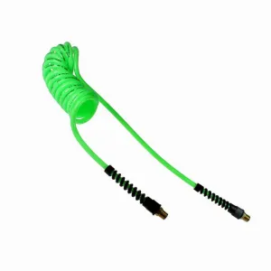 Coilhose PU316-10-G Flexcoil, 3/16" x 10', 1/4" NPT Rigid Strain Relief Fittings, Green