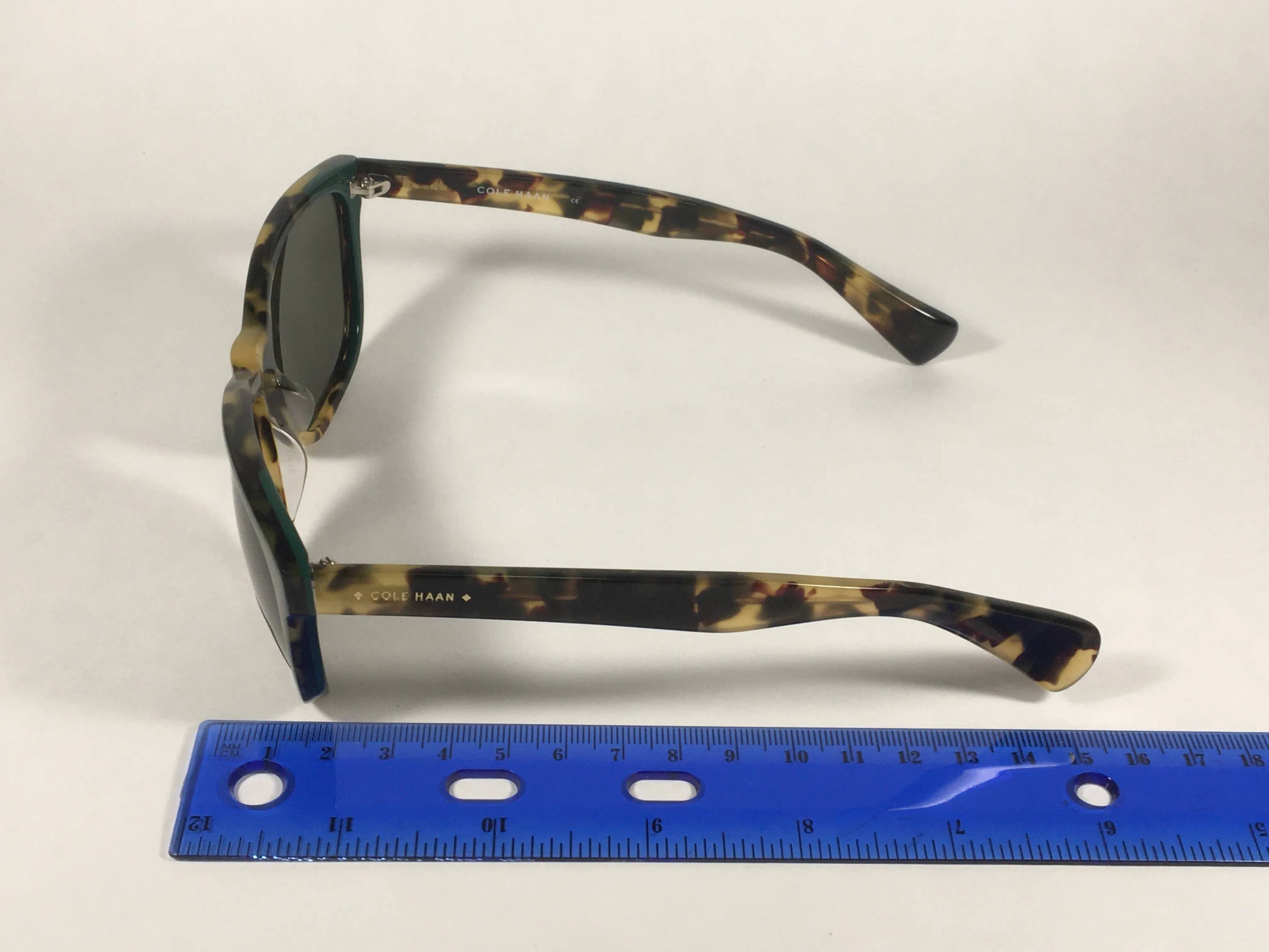 Cole Haan Square Sunglasses Brown Tortoise Frame Green Lens CH6004 319 FATIGUE TORTOISE
