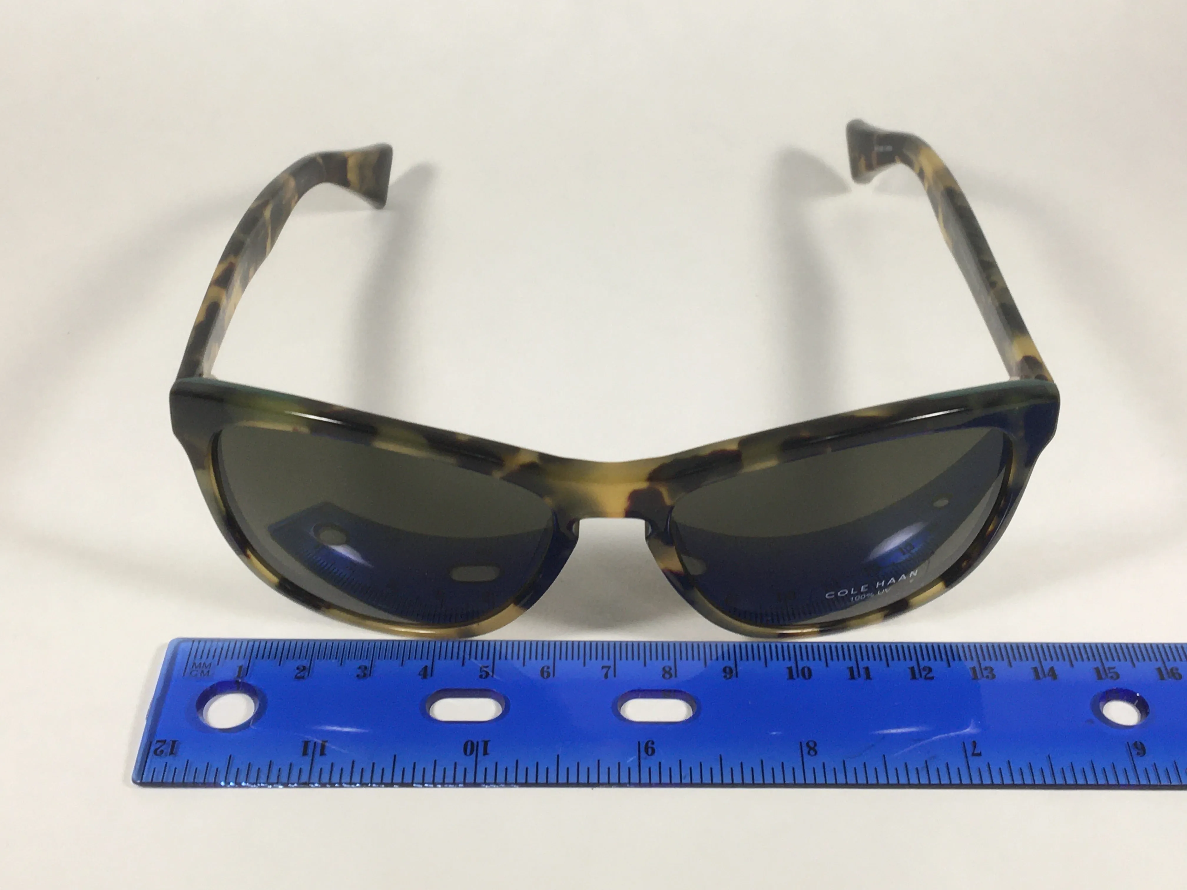 Cole Haan Square Sunglasses Brown Tortoise Frame Green Lens CH6004 319 FATIGUE TORTOISE