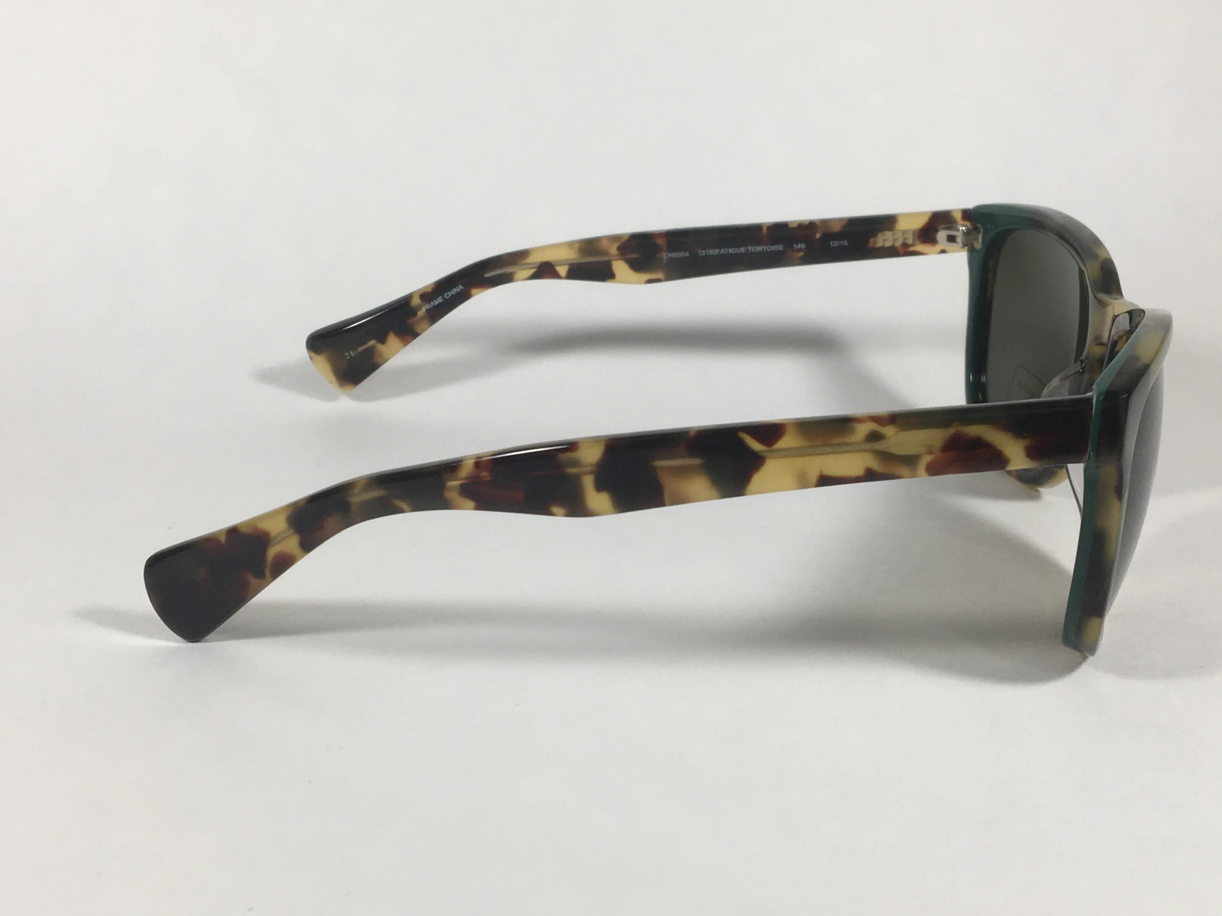 Cole Haan Square Sunglasses Brown Tortoise Frame Green Lens CH6004 319 FATIGUE TORTOISE
