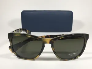 Cole Haan Square Sunglasses Brown Tortoise Frame Green Lens CH6004 319 FATIGUE TORTOISE
