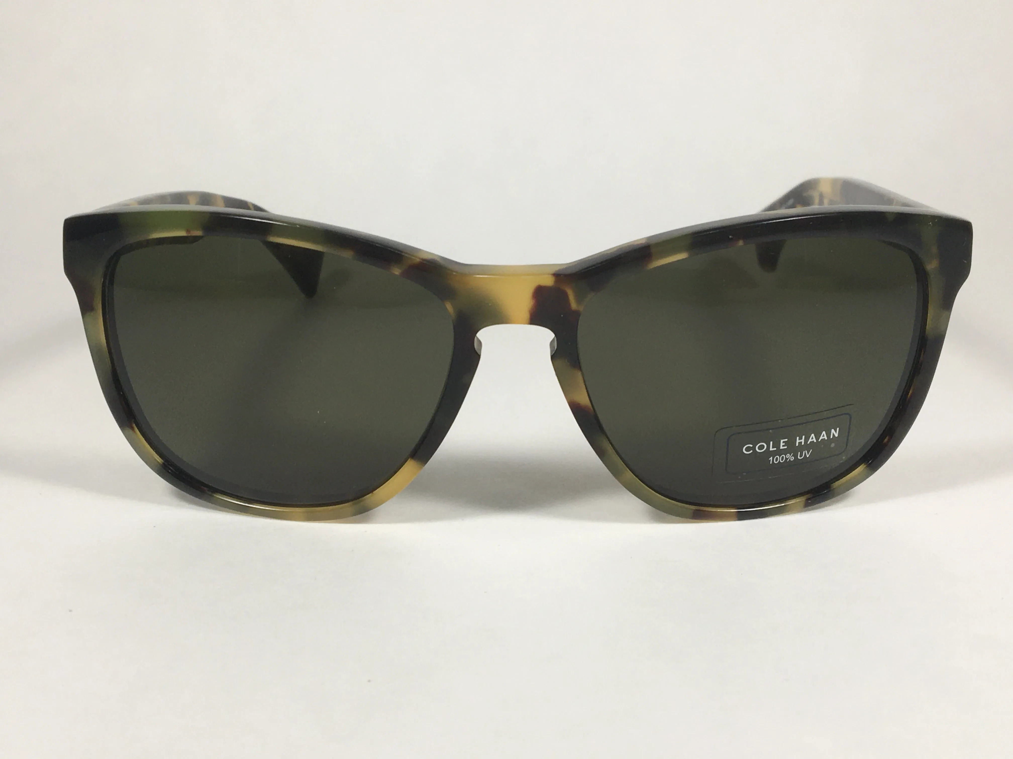 Cole Haan Square Sunglasses Brown Tortoise Frame Green Lens CH6004 319 FATIGUE TORTOISE