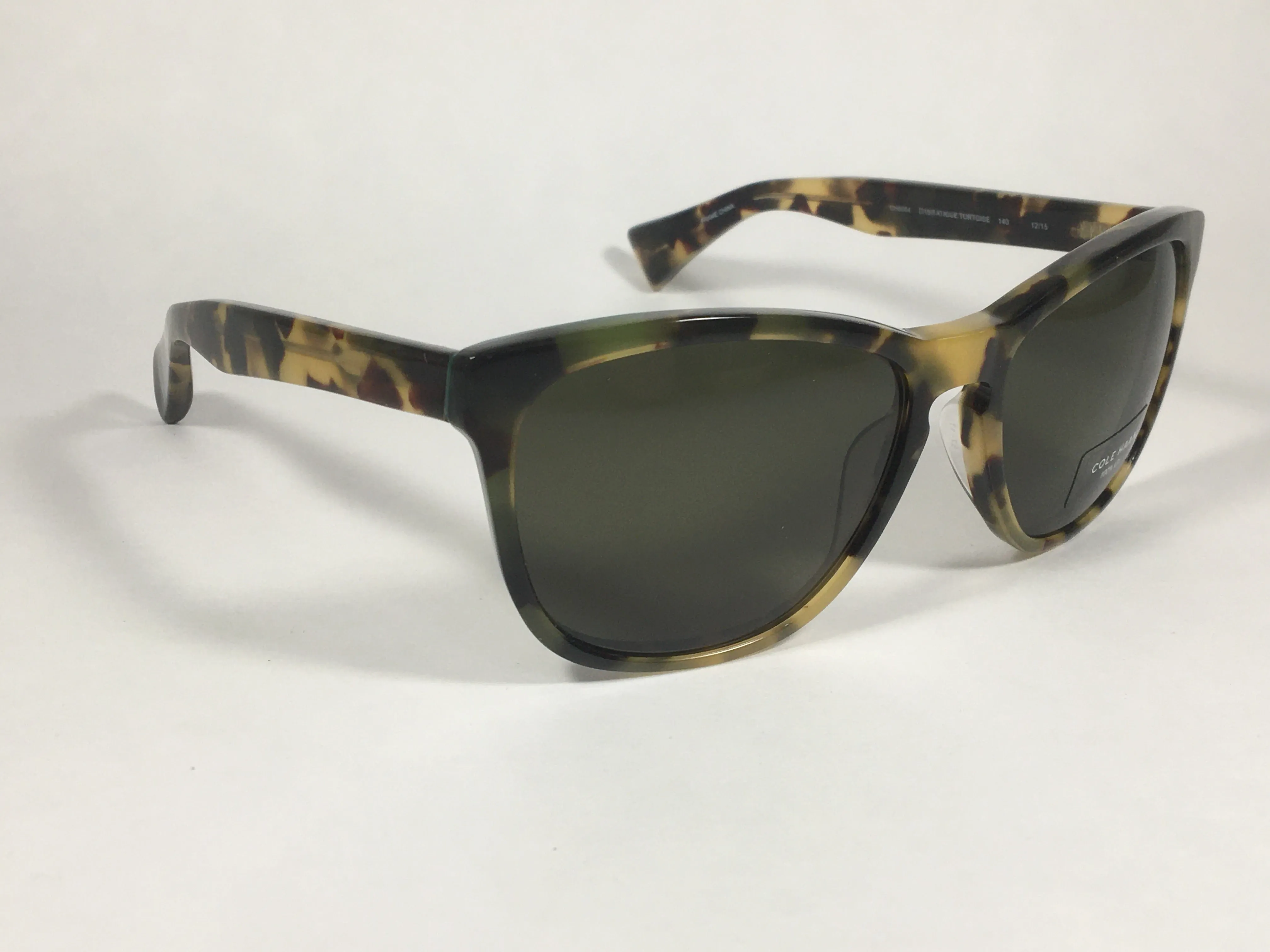 Cole Haan Square Sunglasses Brown Tortoise Frame Green Lens CH6004 319 FATIGUE TORTOISE