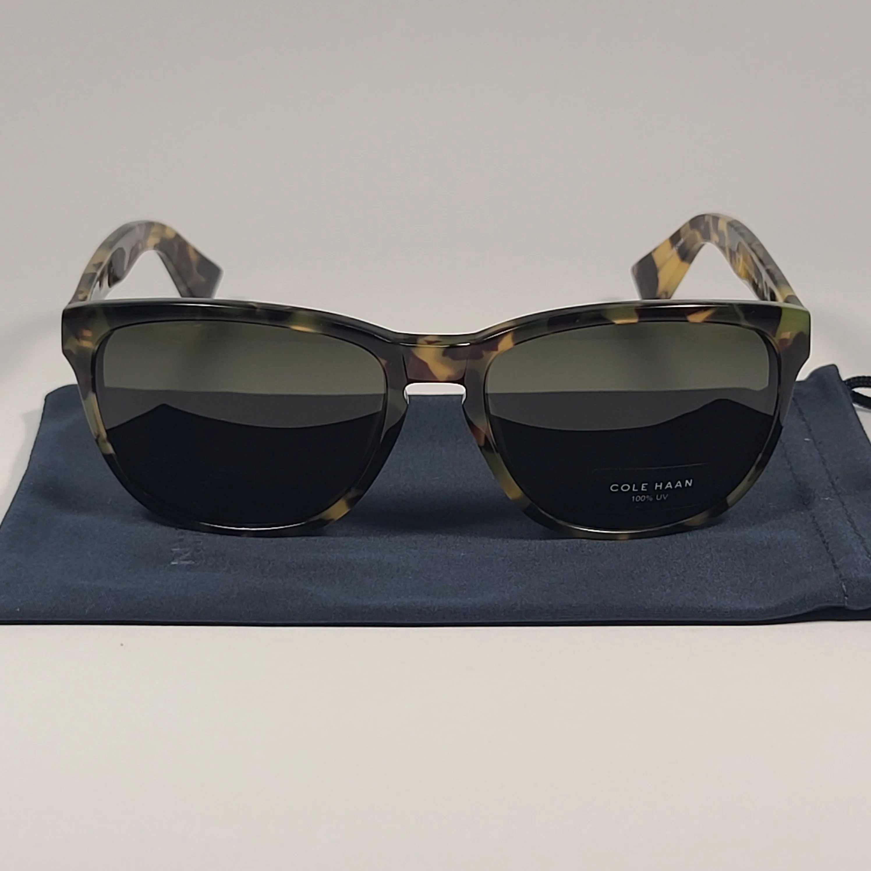 Cole Haan Square Sunglasses Brown Tortoise Frame Green Lens CH6004 319 FATIGUE TORTOISE