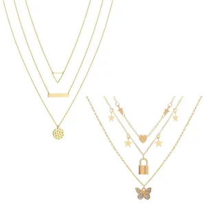 Combo of 2 Gold Plated Layering Pendant