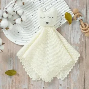 Comforting Knit Baby Bear Baby Lovey - Plain White