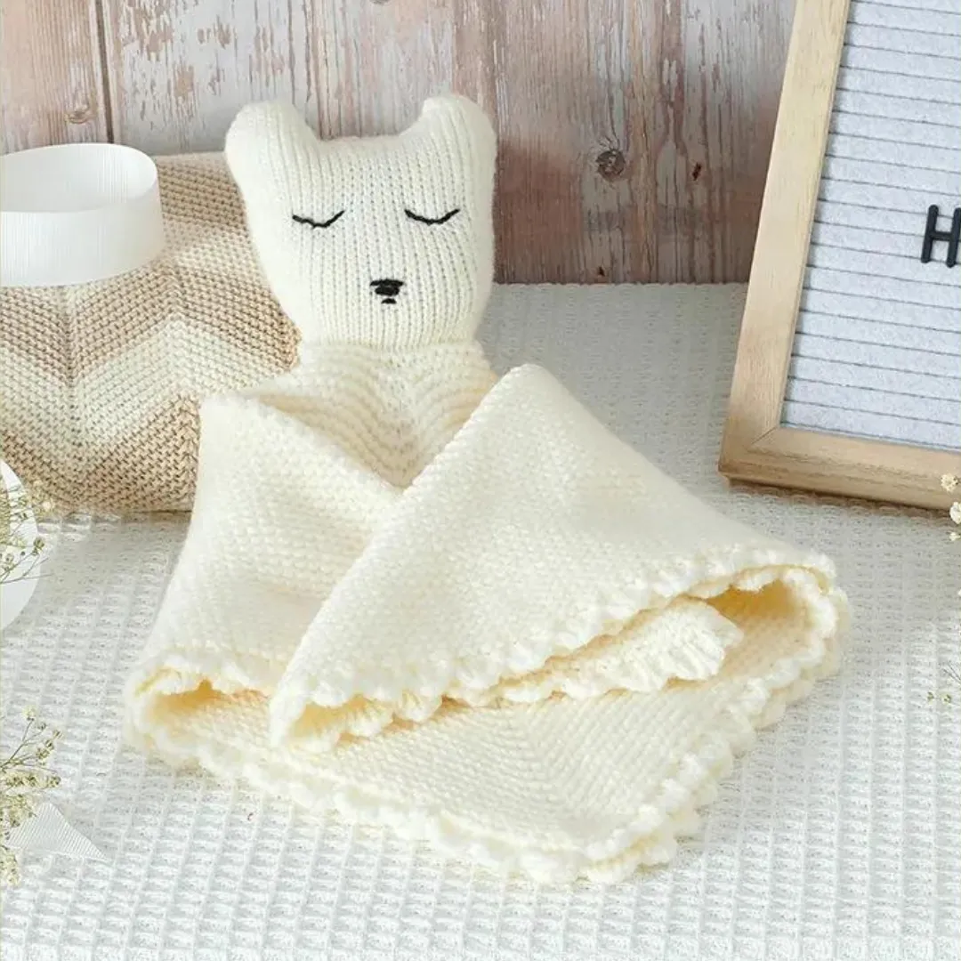 Comforting Knit Baby Bear Baby Lovey - Plain White
