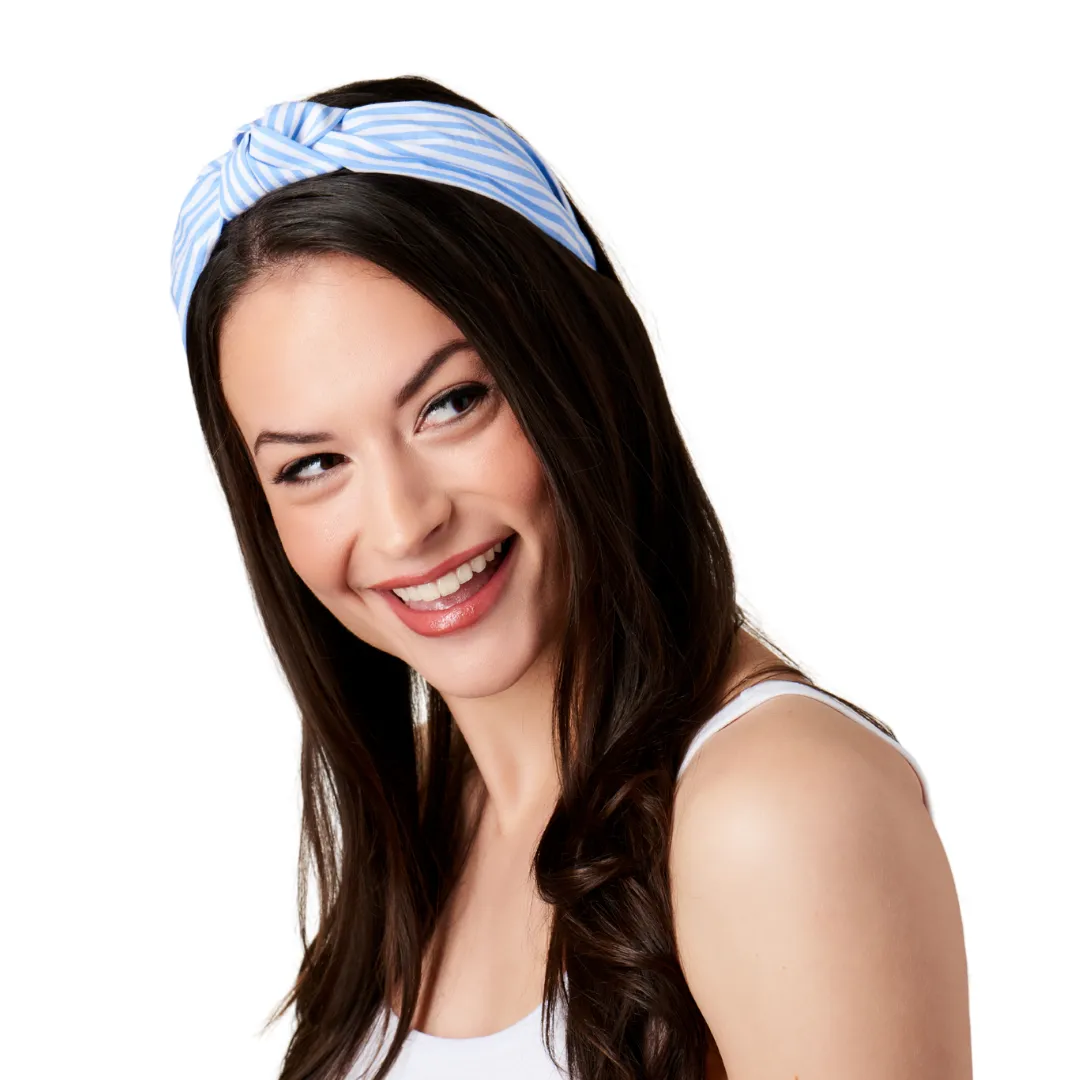 Cottage Collection Knotted Headband - Blue Stripes