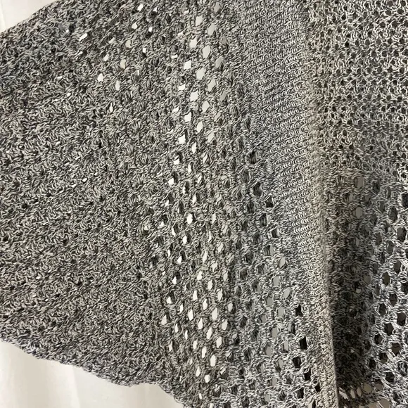 Cotton Country Gray &amp; White Tweed Mixed Loose Open Knit Sweater Size L/XL