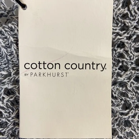 Cotton Country Gray &amp; White Tweed Mixed Loose Open Knit Sweater Size L/XL