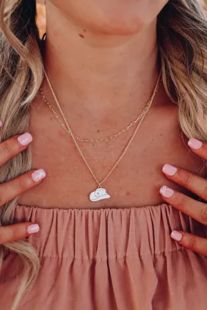 Cowboy Hat Enamel Charm Necklace - White