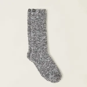 Cozy Chic Heathered Socks- Slate Blue/White