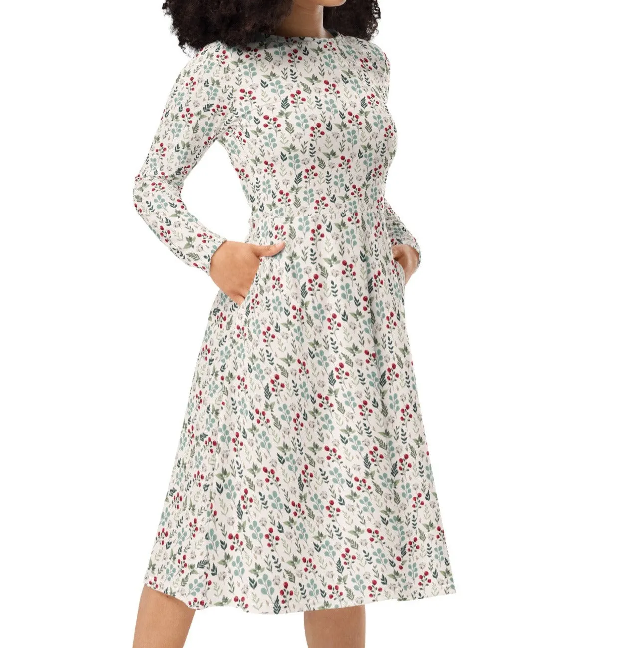 Cozy Christmas Branches Midi Dress (S-4XL)