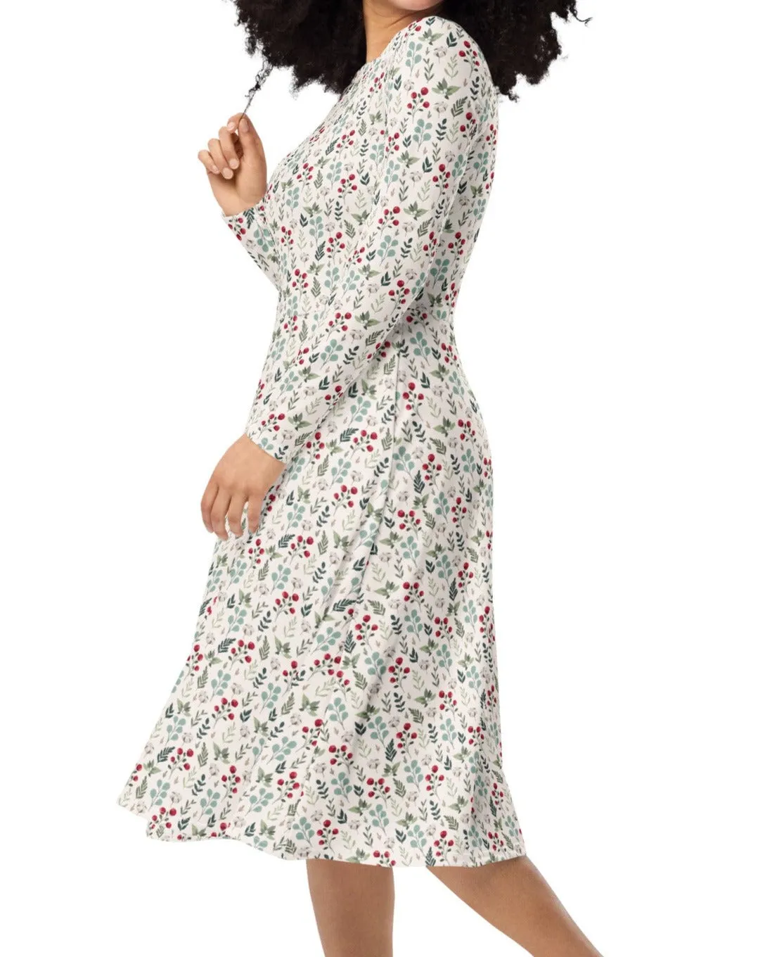 Cozy Christmas Branches Midi Dress (S-4XL)